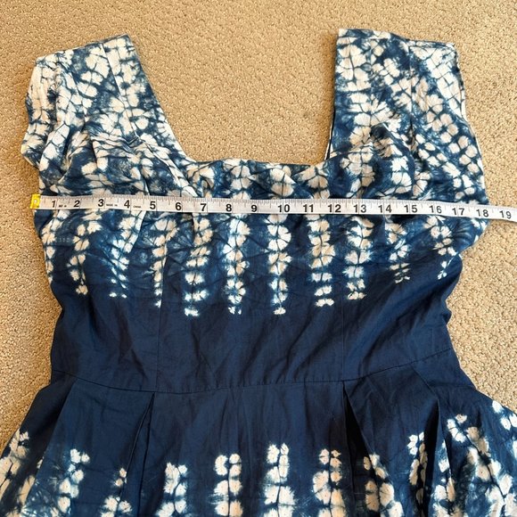 Calypso St Barth Dress Boho Bubble Skirt Mini Fit Flare Blue White Tie Dye Sz 8 - Picture 4 of 11